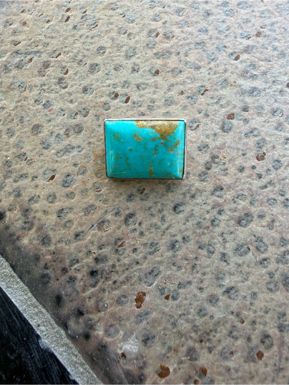 Rectangular Natural Turquoise Stone Pin  - Bright Blue-Green